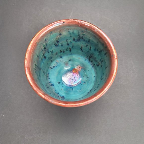 Sooz Glazebrook Art Pottery Vase / Bowl Copper Blue Green Patina JS8137 - Picture 3 of 8